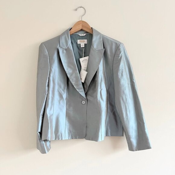 NWT Ann Taylor Petites Silk Shantung Metallic Blazer (Size 12P) - Picture 1 of 5